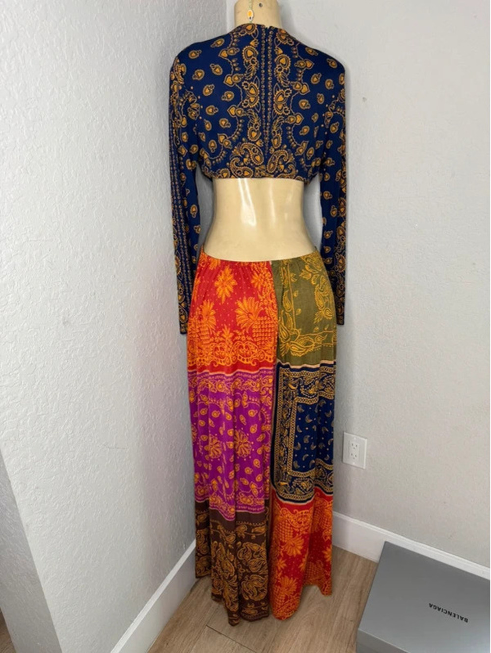 Auth NWT Farm Rio Women’s Large Paisley Patchwork Cutout Maxi Dress Anthropology - Picture 2 of 9